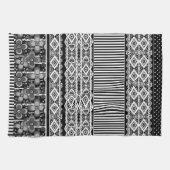 Zwart-wit patroon met kant en patchwork theedoek (Horizontaal)