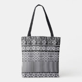 Zwart-wit patroon met kant en patchwork tote bag (Achterkant)