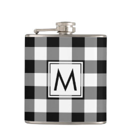 Zwart-wit patroon met monogram heupfles