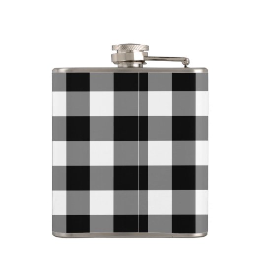 Zwart-wit patroon met monogram heupfles (Achterkant)