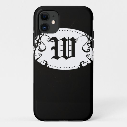 Zwart-wit patroon met monogram W Case-Mate iPhone Case (Achterkant)