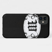 Zwart-wit patroon met monogram W Case-Mate iPhone Case (Achterkant (horizontaal))