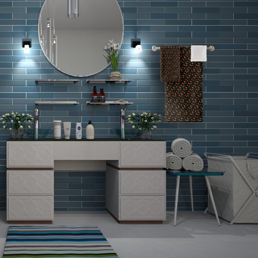 Zwart & wit Patroon mini wilde bloem Bad Handdoek