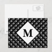 Zwart-wit patroon Monogram Briefkaart (Voorkant / Achterkant)