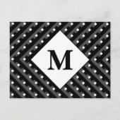 Zwart-wit patroon Monogram Briefkaart (Voorkant)