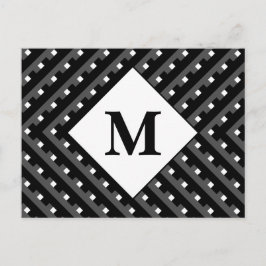 Zwart-wit patroon Monogram Briefkaart