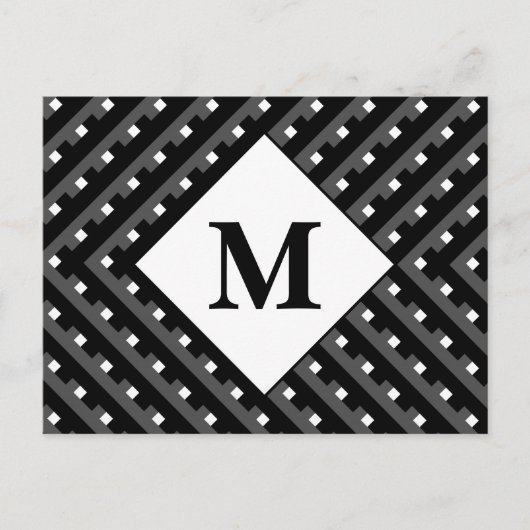 Zwart-wit patroon Monogram Briefkaart (Voorkant)
