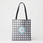 Zwart-wit patroon monogram tote bag (Voorkant)