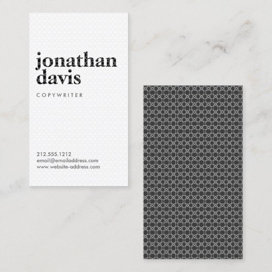 Zwart & Wit Patroon Naam Nr. 2 Visitekaartje (Voorkant / Achterkant)