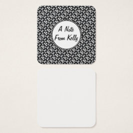 Zwart-wit patroon-ontworpen Berichtnota's 2 Vierkante Visitekaartjes