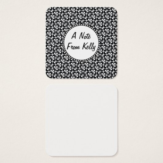 Zwart-wit patroon-ontworpen Berichtnota's 2 Vierkante Visitekaartjes (Voorkant /achterkant)