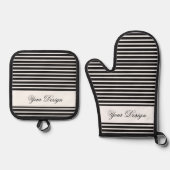 Zwart-wit patroon oven Mitt & Pot Houder Ovenwant & Pannenlap Set (Voorkant)
