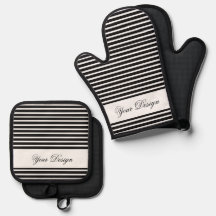 Zwart-wit patroon oven Mitt & Pot Houder