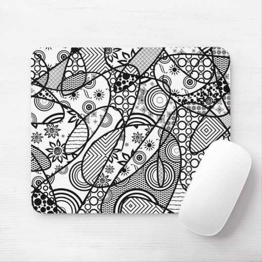 Zwart & Wit Patroon Patchwork 01 Muismat (Met muis)