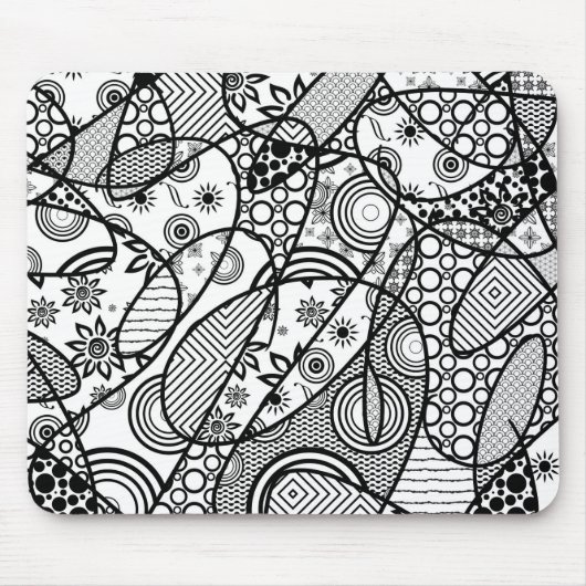 Zwart & Wit Patroon Patchwork 01 Muismat (Voorkant)