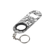 Zwart & Wit Patroon Patchwork 01 Sleutelhanger Flessenopener (Achterkant Gekanteld)