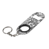 Zwart & Wit Patroon Patchwork 01 Sleutelhanger Flessenopener (Voorkant Gekanteld)