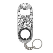 Zwart & Wit Patroon Patchwork 01 Sleutelhanger Flessenopener (Achterkant)