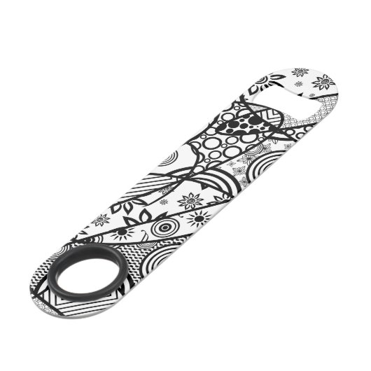 Zwart & Wit Patroon Patchwork 01 Speed Flessenopener (Voorkant Gekanteld)