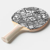 Zwart & Wit Patroon Patchwork 01 Tafeltennisbatje (Voorkant Gekanteld)