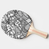 Zwart & Wit Patroon Patchwork 01 Tafeltennisbatje (Zijkant)