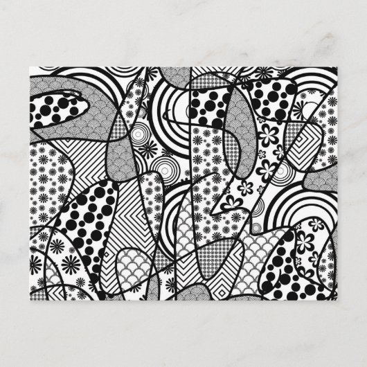 Zwart & Wit Patroon Patchwork 02 Briefkaart (Voorkant)