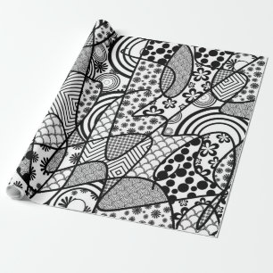 Zwart & Wit Patroon Patchwork 02 Cadeaupapier