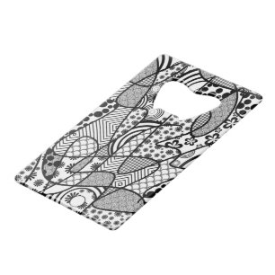 Zwart & Wit Patroon Patchwork 02 Creditkaart Flessenopener