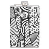 Zwart & Wit Patroon Patchwork 02 Heupfles (Voorkant)
