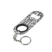 Zwart & Wit Patroon Patchwork 02 Mini Flessenopener (Achterkant Gekanteld)