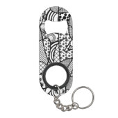 Zwart & Wit Patroon Patchwork 02 Mini Flessenopener (Achterkant)