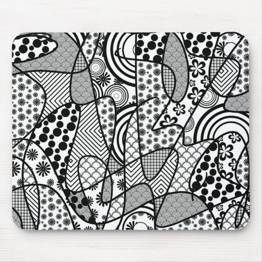 Zwart & Wit Patroon Patchwork 02 Muismat (Voorkant)
