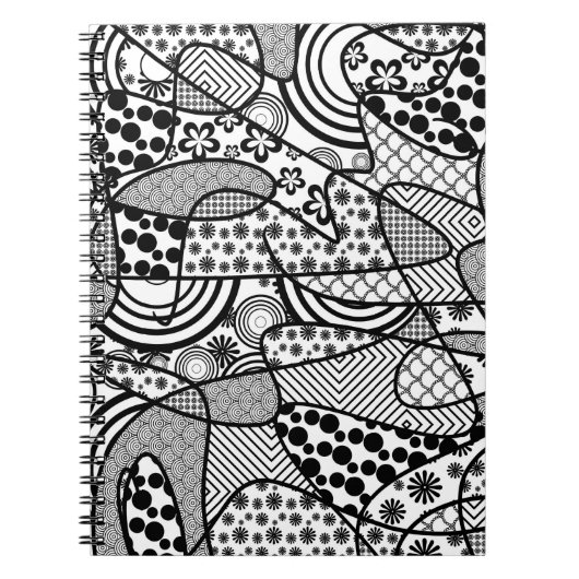 Zwart & Wit Patroon Patchwork 02 Notitieboek (Voorkant)