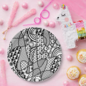 Zwart & Wit Patroon Patchwork 02 Papieren Bordje (Feest)