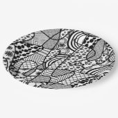 Zwart & Wit Patroon Patchwork 02 Papieren Bordje (Gekanteld)