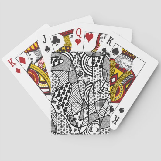 Zwart & Wit Patroon Patchwork 02 Pokerkaarten (Achterkant)