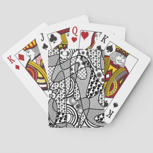 Zwart & Wit Patroon Patchwork 02 Pokerkaarten (Achterkant)