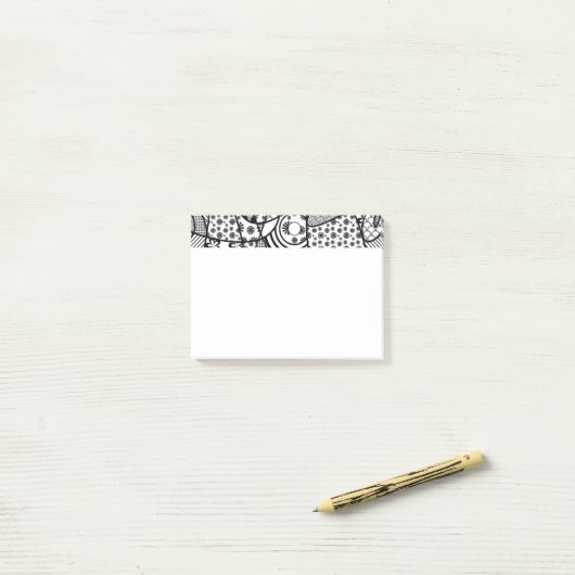 Zwart & Wit Patroon Patchwork 02 Post-it® Notes (Op bureau)