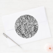 Zwart & Wit Patroon Patchwork 02 Ronde Sticker (Envelop)