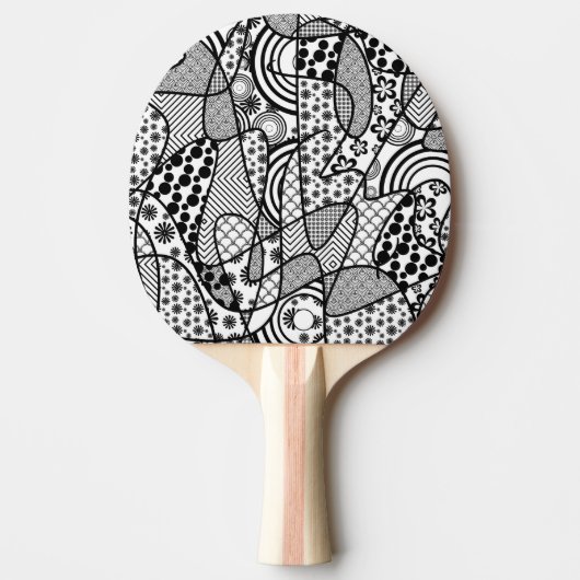 Zwart & Wit Patroon Patchwork 02 Tafeltennisbatje (Voorkant)