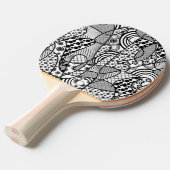 Zwart & Wit Patroon Patchwork 02 Tafeltennisbatje (Voorkant Gekanteld)