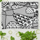 Zwart & Wit Patroon Patchwork 02 Theedoek (Gevouwen)