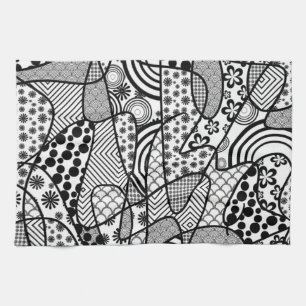 Zwart & Wit Patroon Patchwork 02 Theedoek