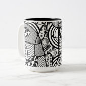 Zwart & Wit Patroon Patchwork 02 Tweekleurige Koffiemok (Voorkant links)