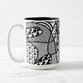 Zwart & Wit Patroon Patchwork 02 Tweekleurige Koffiemok (Links)