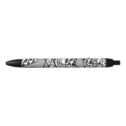 Zwart & Wit Patroon Patchwork 02 Zwarte Inkt Pen (Voorkant)