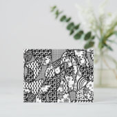 Zwart & Wit Patroon Patchwork 03 Briefkaart (Staand voorkant)
