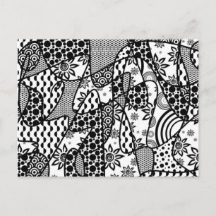 Zwart & Wit Patroon Patchwork 03 Briefkaart