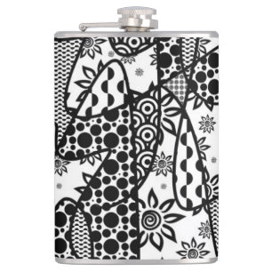 Zwart & Wit Patroon Patchwork 03 Heupfles