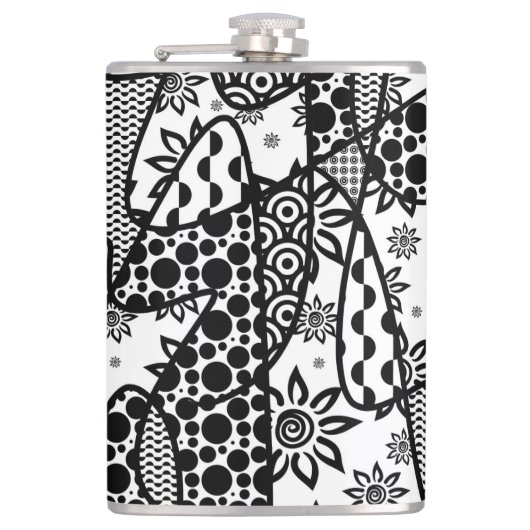 Zwart & Wit Patroon Patchwork 03 Heupfles (Voorkant)
